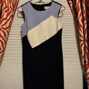 Light Blue, White and Navy Tank Dress by Loft, Cotton poly blend, Size 2 petites